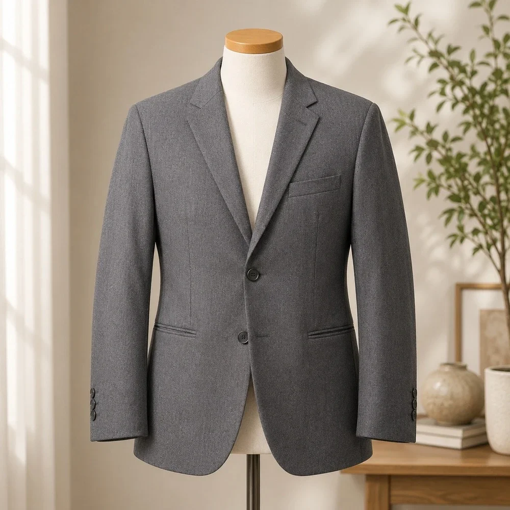 IZOD Blazer Sport Coat 40R Gray Two Button Notched Lapel Double Vent Business